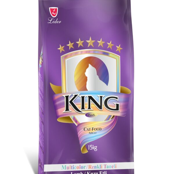 King Multicolor Renkli Taneli Kuzu Etli Yetişkin Kedi Maması 15 KG