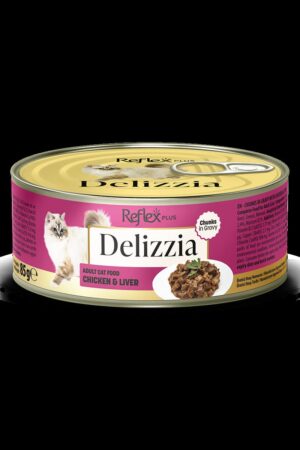 Delizzia  Sos İçinde Parça Etli Tavuklu Ve Ciğerli Yetişkin Kedi Maması - Görsel 2