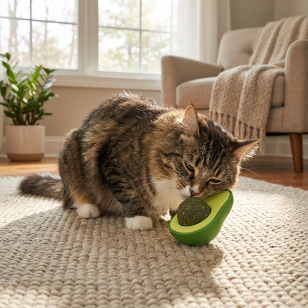 Avokado Catnip Kedi Nanesi 6 cm Doğal Top kullanım görseli