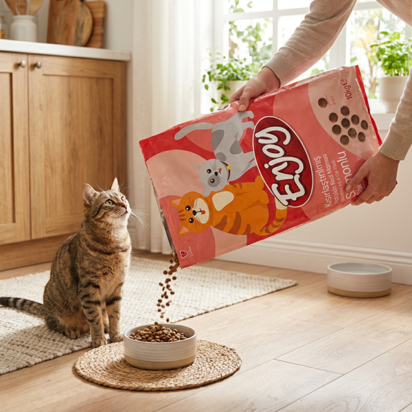 Enjoy Somonlu Kısırlaştırılmış Kedi Maması 10 kg kullanım görseli