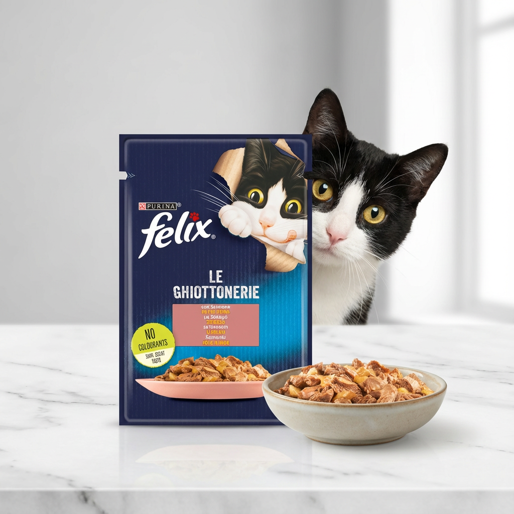 Felix Somonlu Yaş Kedi Maması 85 G kullanım görseli