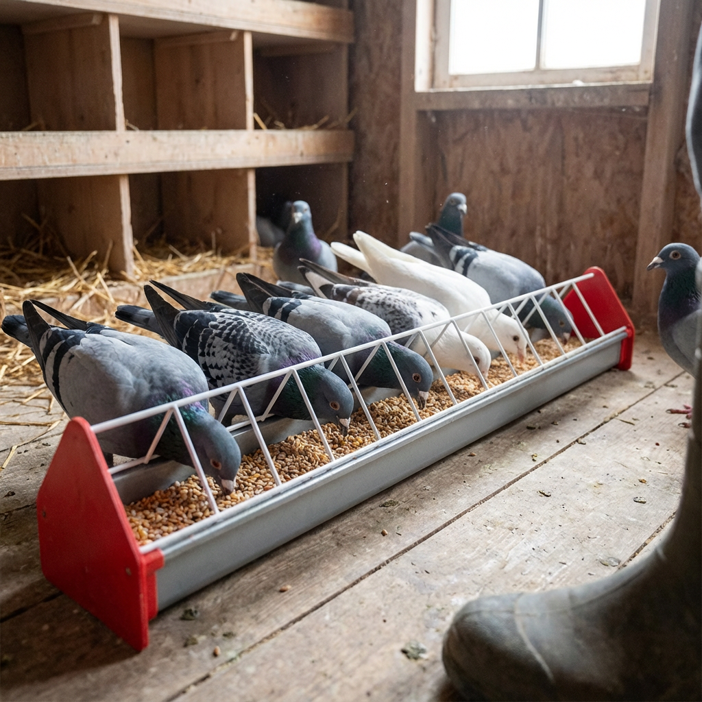 GÜVERCİN YEMLİĞİ 50 CM OLUKLU kullanım görseli