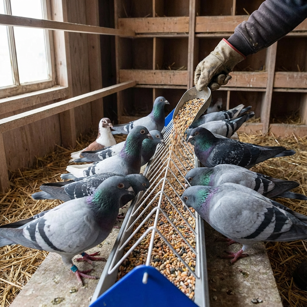 GÜVERCİN YEMLİĞİ 75 CM OLUKLU kullanım görseli