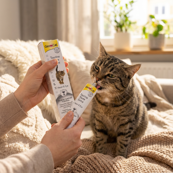 Gimcat Kalp ve Göz Sağlığı Destekleyici Taurinli Kedi Macunu 50 gr kullanım görseli