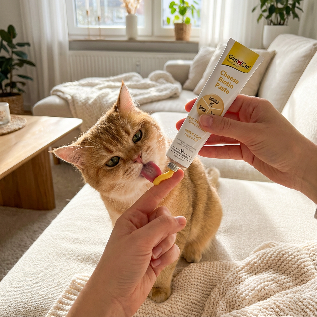 Gimcat Kedi Macunu Cheese Biotin Paste 50 gr kullanım görseli