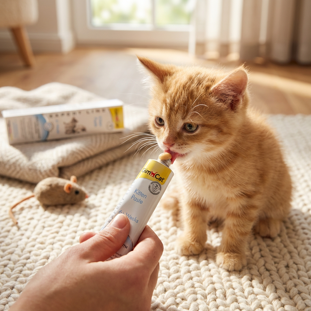 Gimcat Kitten Yavru Kedi Vitamin Macunu 50 gr kullanım görseli