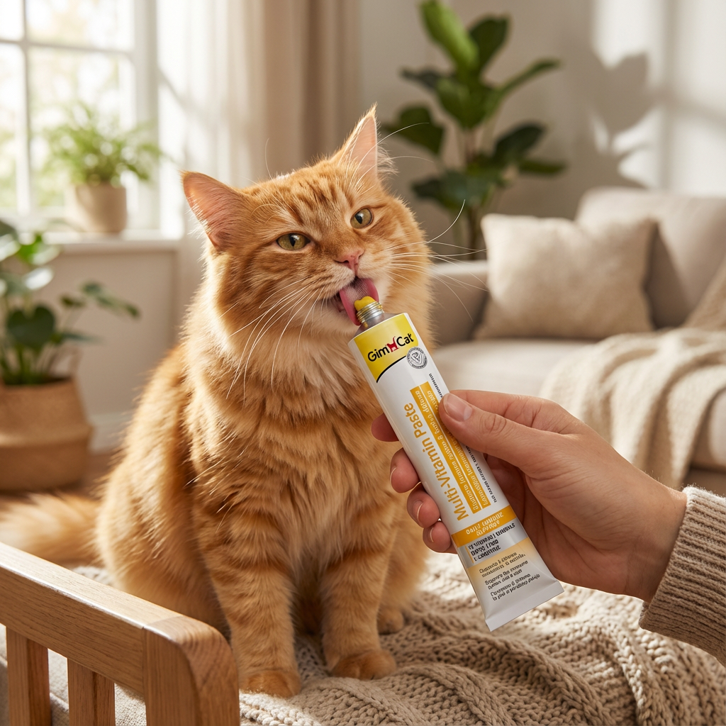 Gimcat Multivitamin Paste Kedi Macunu 100 gr kullanım görseli
