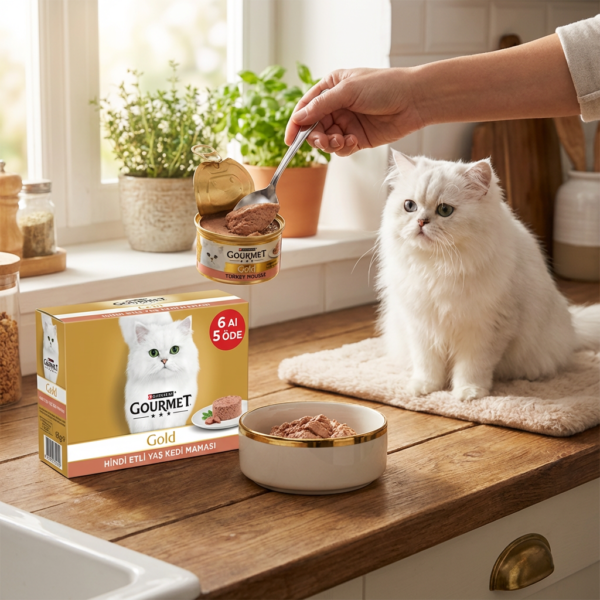 Gourmet Gold Hindi Etli Yaş Kedi Maması 85 gr 6 Al 5 Öde kullanım görseli
