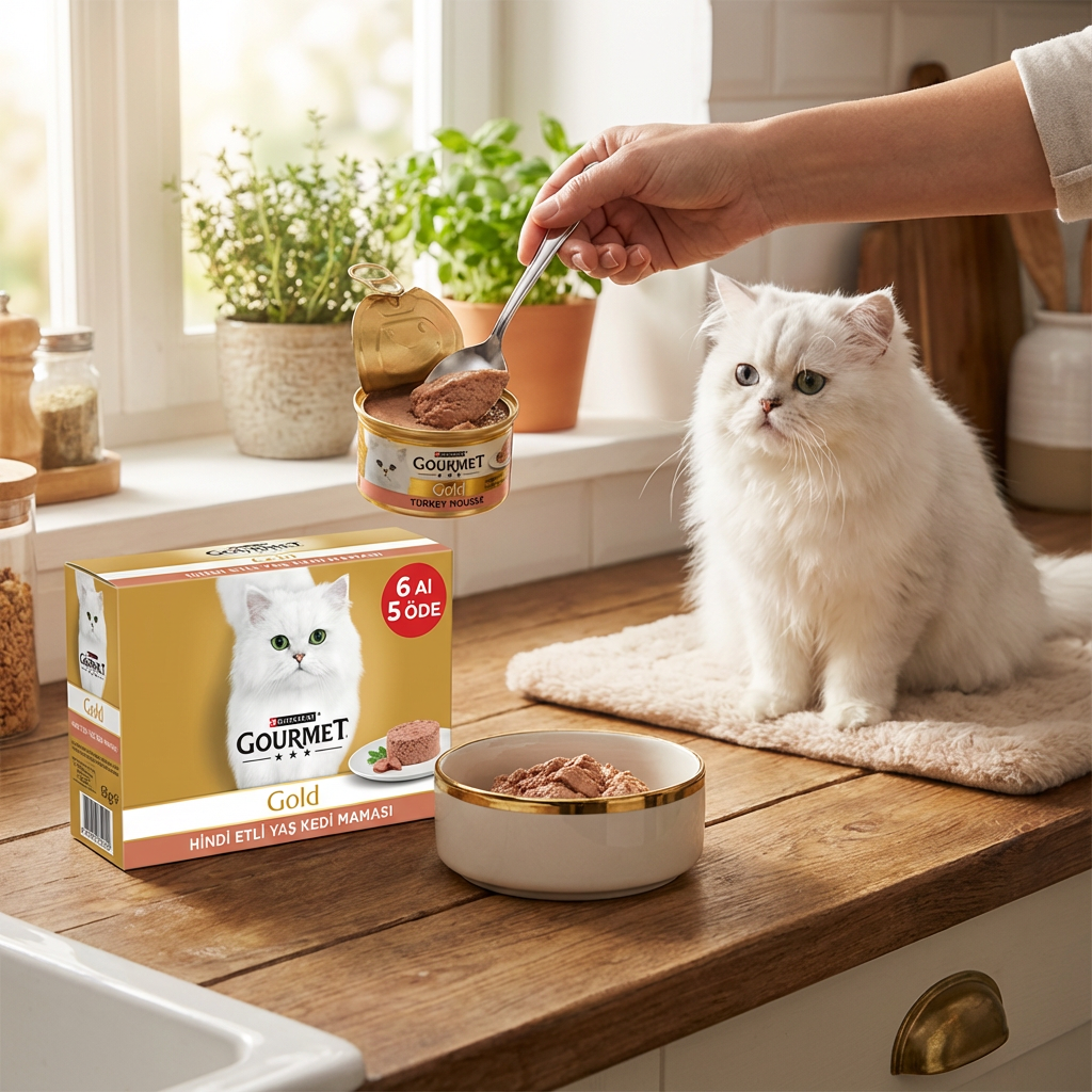 Gourmet Gold Hindi Etli Yaş Kedi Maması 85 gr 6 Al 5 Öde kullanım görseli