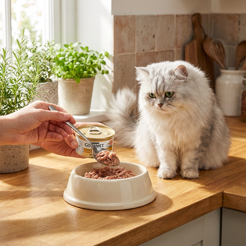 Gourmet Gold Kıyılmış Hindili Kedi Konservesi 85 gr kullanım görseli