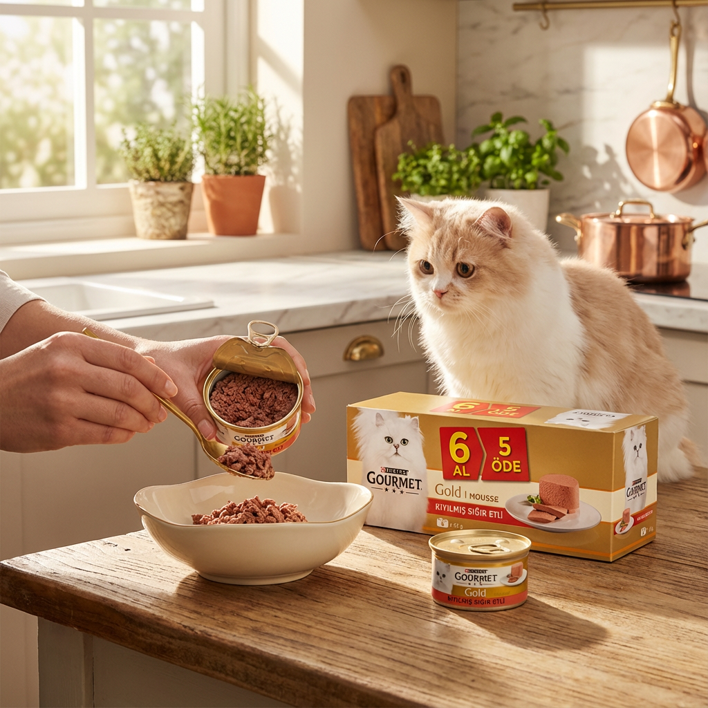 Gourmet Gold Kıyılmış Sığır Etli Kedi Konservesi 85 gr 6 Al 5 Öde kullanım görseli
