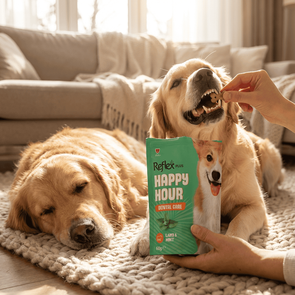 Happy Hour / Dental Care - Ağız ve Diş Sağlığı için Destekleyici Köpek Ödül Maması 60 Gr kullanım görseli