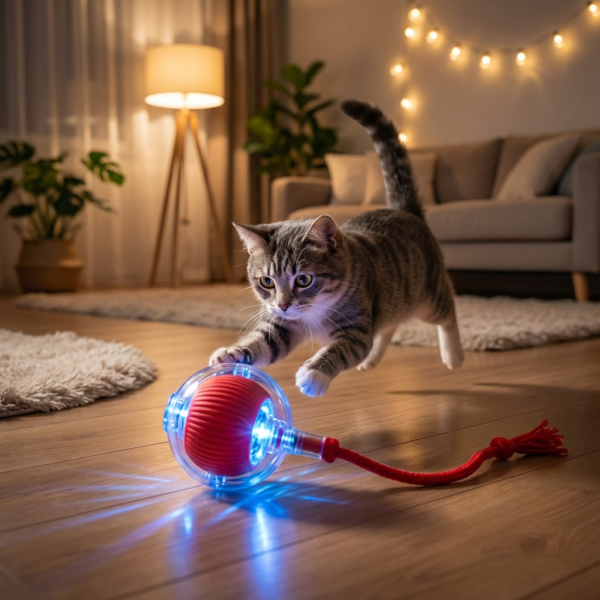 IŞIKLI KEDİ TOPU OYUNCAĞI kullanım görseli