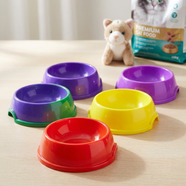 KEDİ MAMA KABI RENKLİ YUVARLAK TEKLİ kullanım görseli