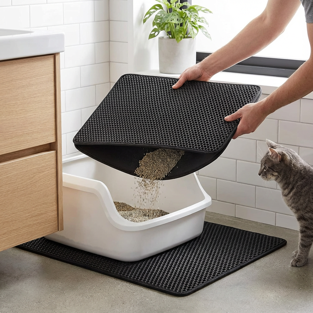 KEDİ TUVALET PASPASI kullanım görseli