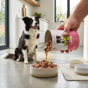 King Sos İçerisinde Et Parçacıklı Kuzu Etli Köpek Konservesi 400 gr x 12 Adet kullanım görseli