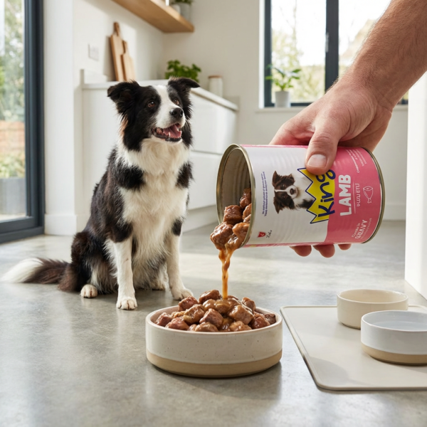 King Sos İçerisinde Et Parçacıklı Kuzu Etli Köpek Konservesi 400 gr x 12 Adet kullanım görseli