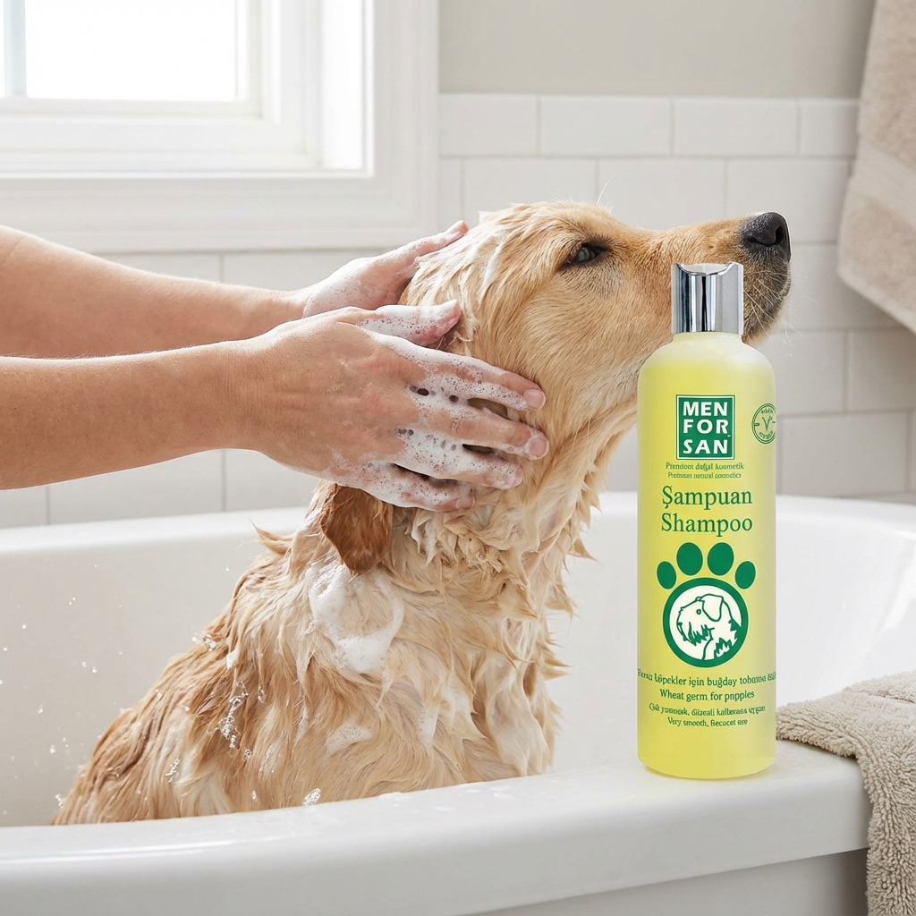 MENFORSAN BUĞDAY TOHUMU ÖZLÜ KÖPEK ŞAMPUANI 300ML kullanım görseli