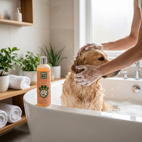 MENFORSAN MAKEDEMYA YAĞI ÖZLÜ KÖPEK ŞAMPUANI 300ML kullanım görseli