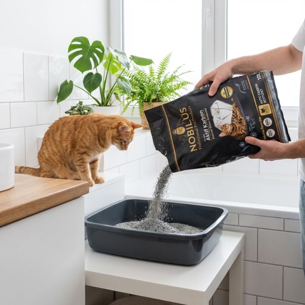 NOBİLUS Aktif Karbon Bentonit Kedi Kumu 10 Lt kullanım görseli