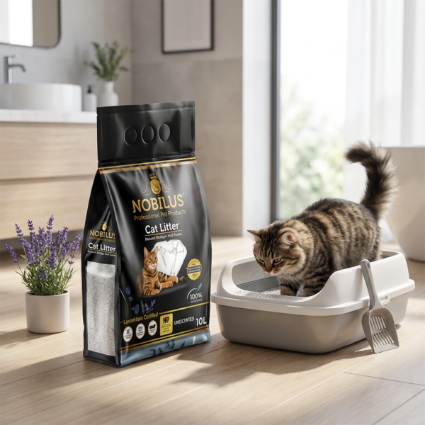NOBİLUS Lavantalı Bentonit Kedi Kumu 10 Lt kullanım görseli