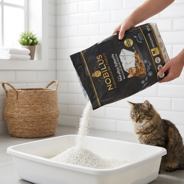 NOBİLUS Marsilya Sabunlu Bentonit Kedi Kumu 10 Lt kullanım görseli