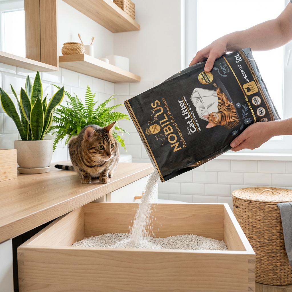 NOBİLUS Naturel Bentonit Kedi Kumu 10 Lt kullanım görseli