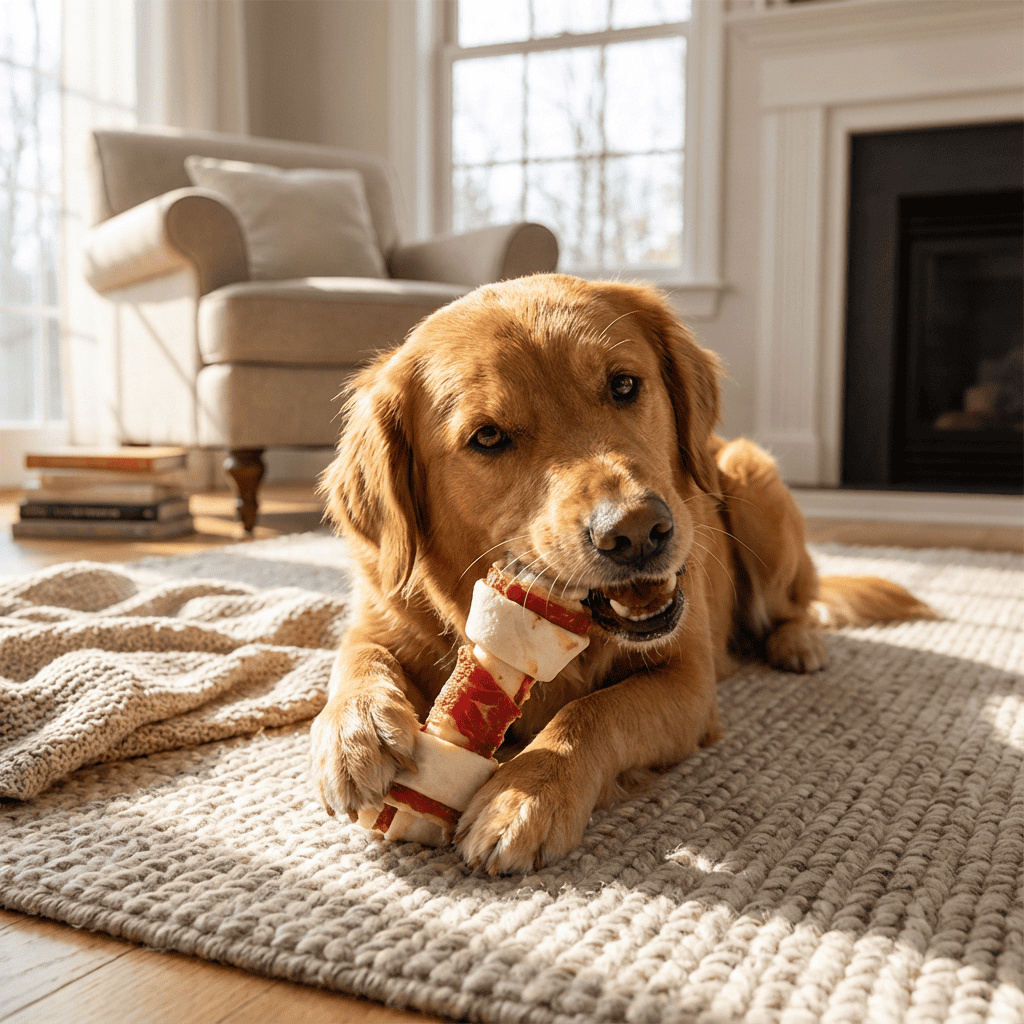 Ördek Etli Çift Düğümlü Çiğneme Kemiği 100G kullanım görseli