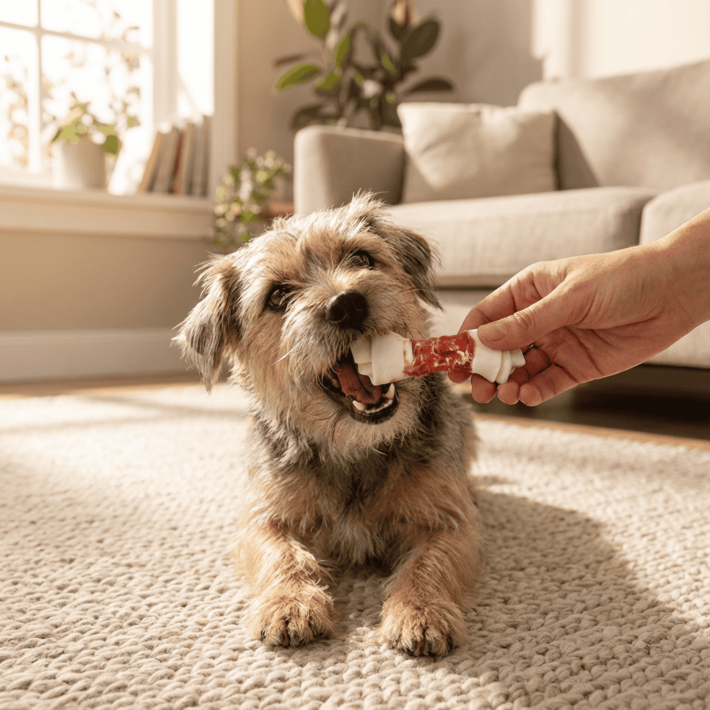 Ördek Etli Düğümlü Çiğneme Kemiği 40G kullanım görseli