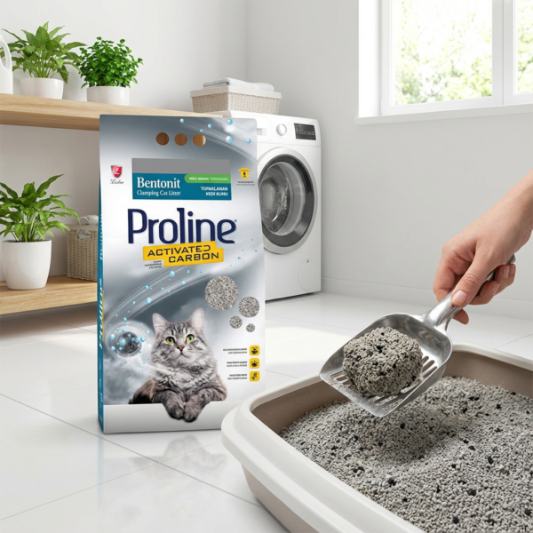 Proline Aktif Karbonlu Bentonit Topaklanan Kedi Kumu 10 lt kullanım görseli
