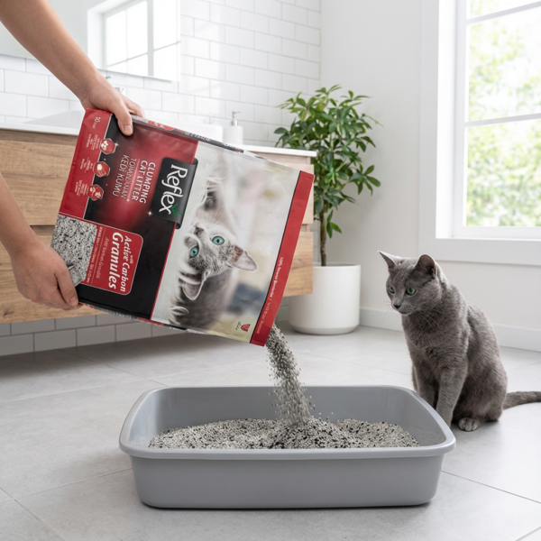 Reflex Aktif Karbon Granüllü Topaklanan Kedi Kumu 10 lt kullanım görseli