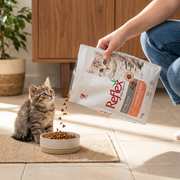 Reflex Kitten Tavuklu Pirinçli Kedi Maması 2 kg kullanım görseli