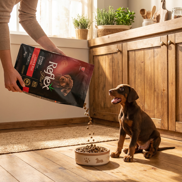 Reflex Kuzulu ve Pirinçli Yavru Köpek Maması 3 kg kullanım görseli