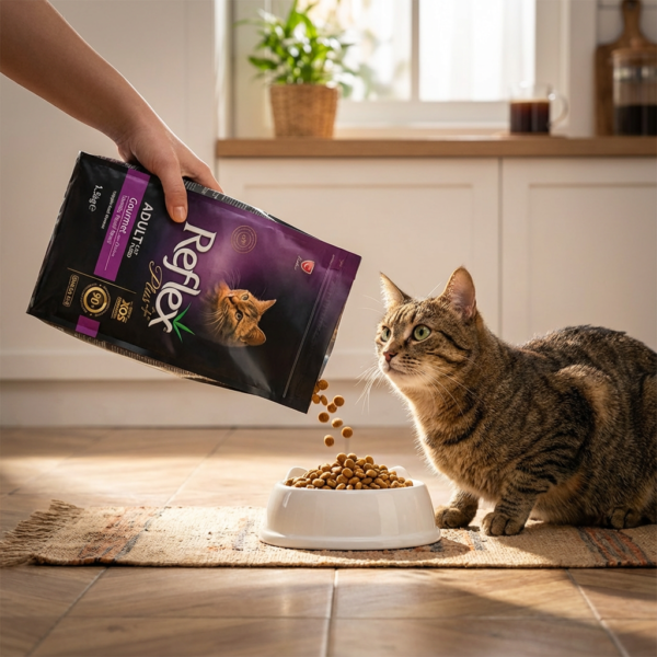 Reflex Plus Gourmet Tavuklu Yetişkin Kedi Maması 1,5 Kg kullanım görseli