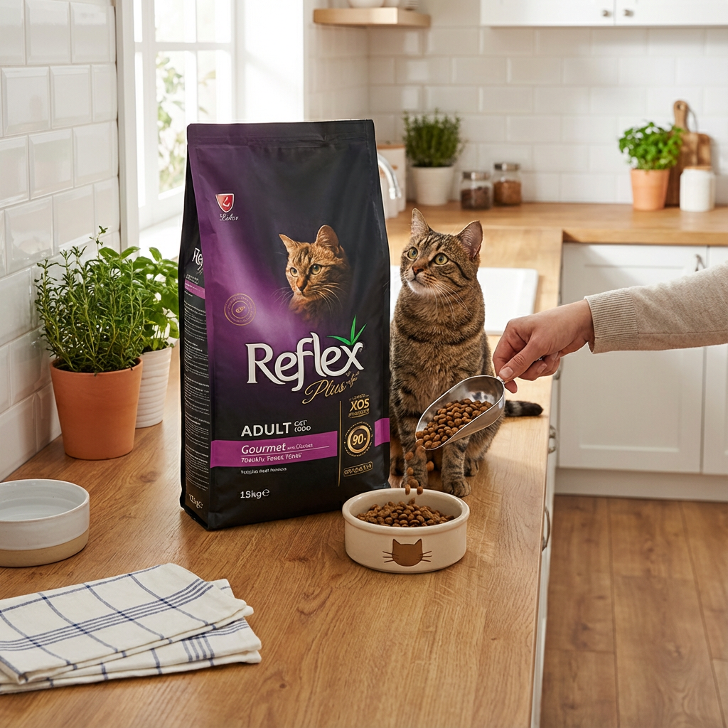 Reflex Plus Gourmet Tavuklu Yetişkin Kedi Maması 15 Kg kullanım görseli