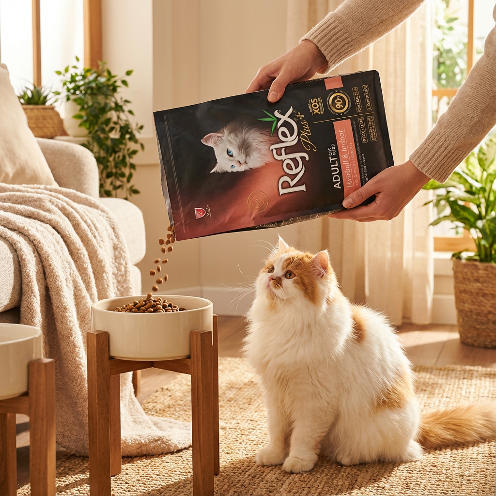 Reflex Plus Hairball Somonlu Yetişkin Kedi Maması 1,5 Kg kullanım görseli