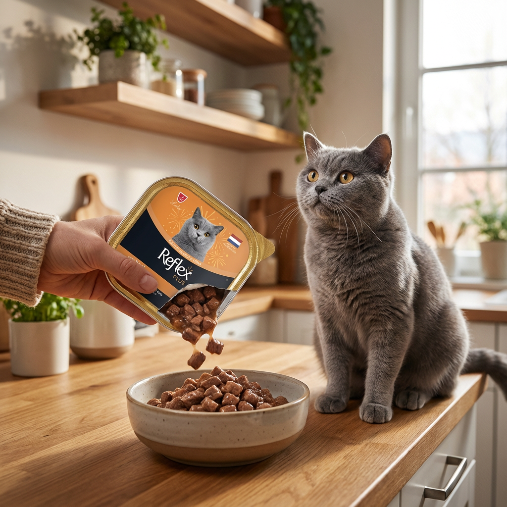 Reflex Plus Jöle İçinde Et Parçacıklı Dana Etli Yetişkin Kedi Maması 85 g kullanım görseli