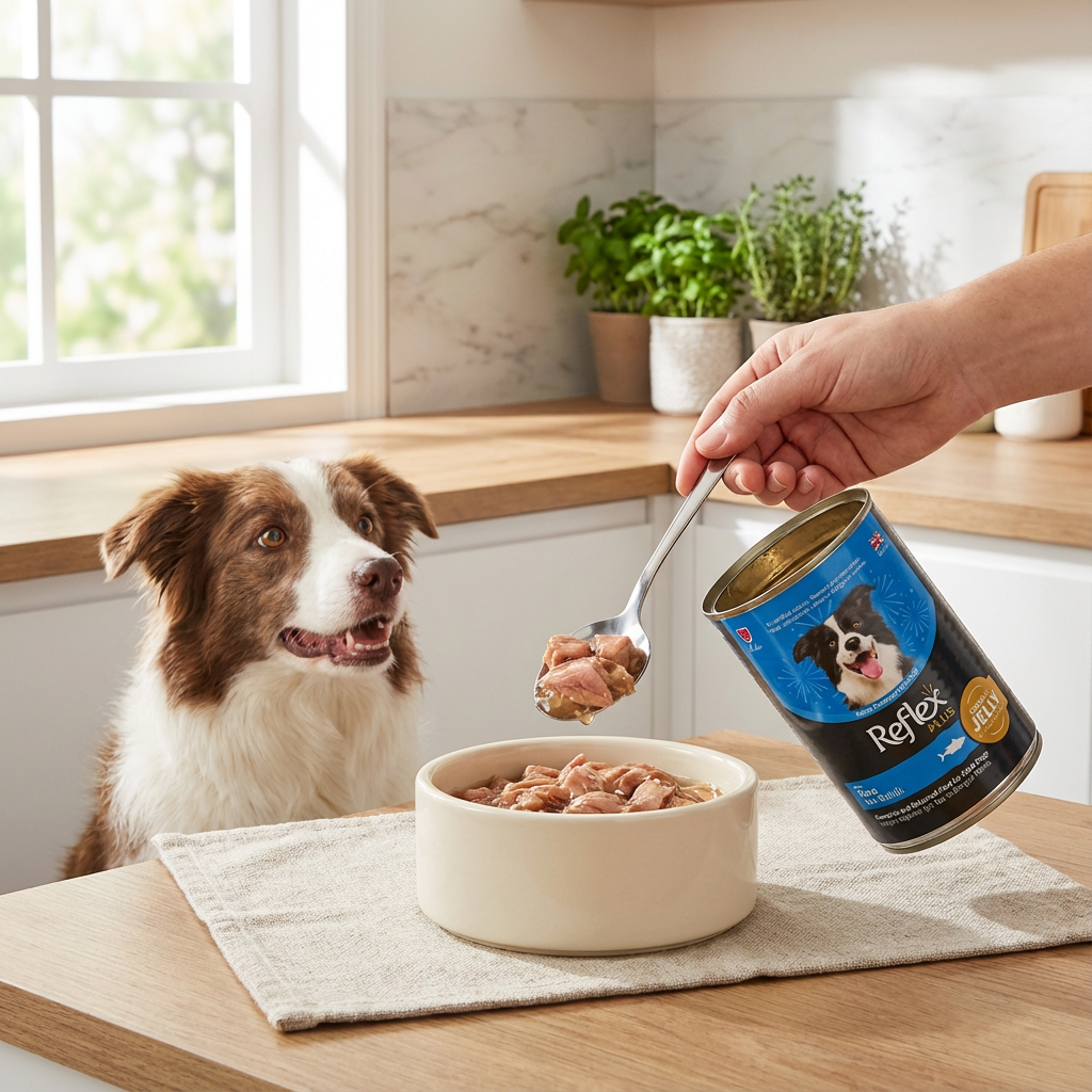 Reflex Plus Jöle İçinde Et Parçacıklı Ton Balıklı Yetişkin Köpek Maması 400 Gr x 12 Adet kullanım görseli