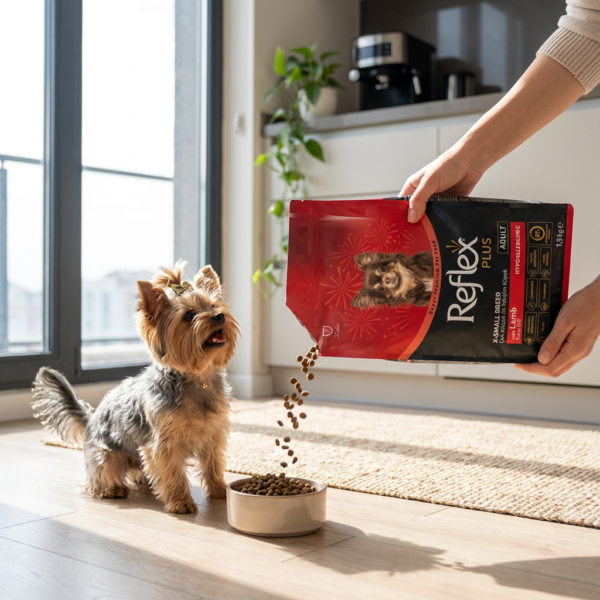 Reflex Plus Kuzu Etli Çok Küçük Irk Yetişkin Köpek Maması 1,5 Kg kullanım görseli