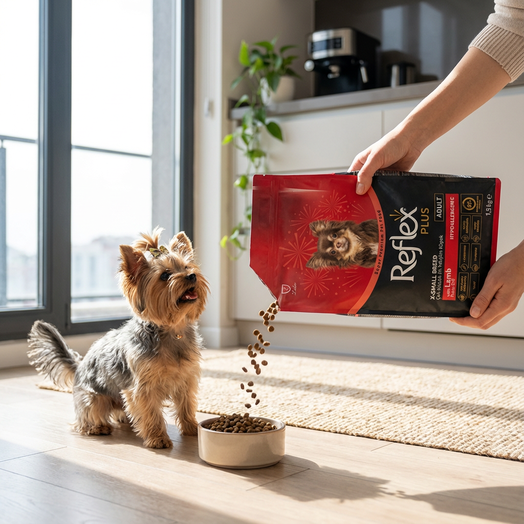 Reflex Plus Kuzu Etli Çok Küçük Irk Yetişkin Köpek Maması 1,5 Kg kullanım görseli