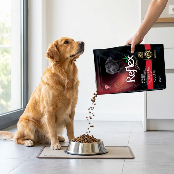 Reflex Plus Kuzu Etli Ve Pirinçli Orta Ve Büyük Irk Yetişkin Köpek Maması 3 Kg kullanım görseli