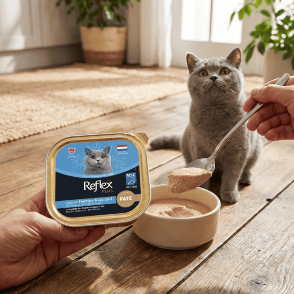Reflex Plus Pate MSC Ringa ve MSC Morina Balıklı Yetişkin Kedi Maması 85 g kullanım görseli