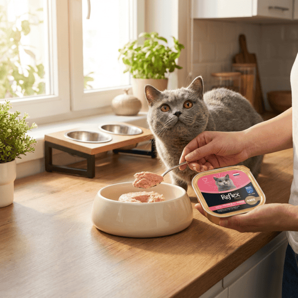 Reflex Plus Pate MSC Somonlu ve MSC Karidesli Yetişkin Kedi Maması 85 g kullanım görseli