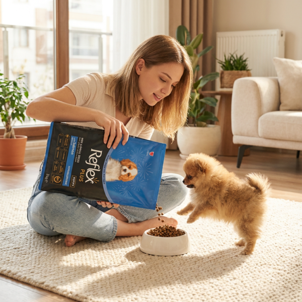 Reflex Plus Somonlu Mini ve Küçük Irk Yavru Köpek Maması 3 Kg kullanım görseli