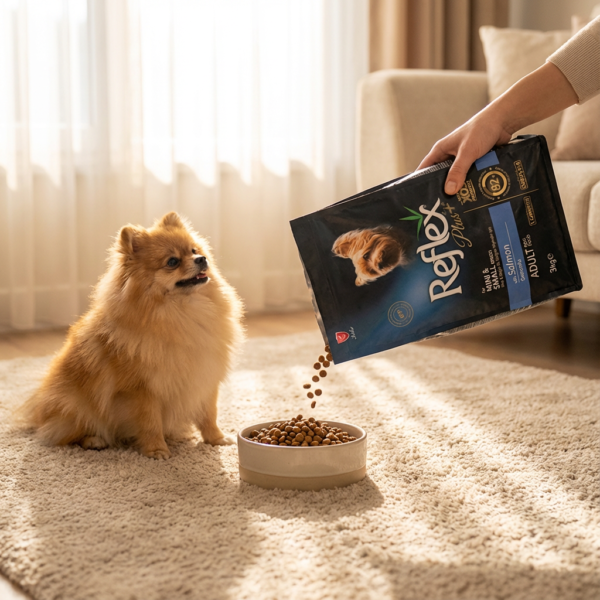 Reflex Plus Somonlu Mini ve Küçük Irk Yetişkin Köpek Maması 3 Kg kullanım görseli