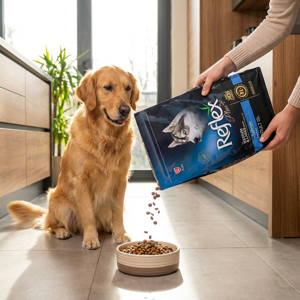 Reflex Plus Somonlu Orta ve Büyük Irk Yetişkin Köpek Maması 3 Kg kullanım görseli