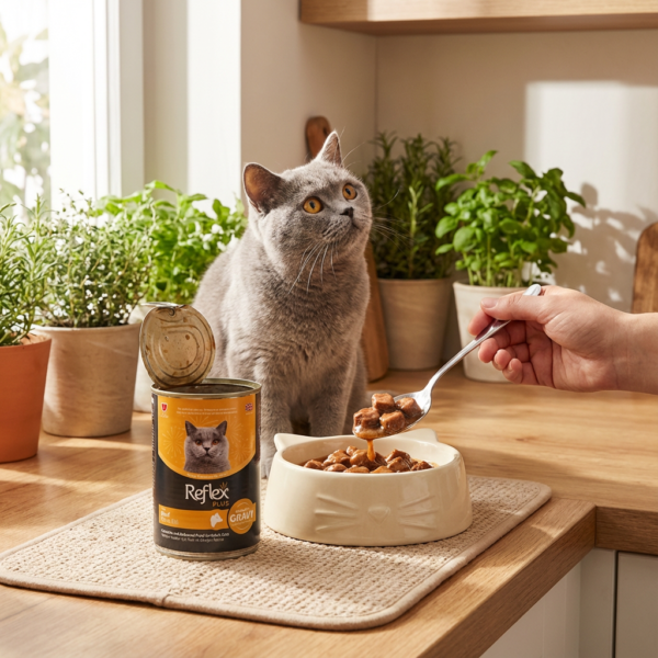 Reflex Plus Sos İçinde Et Parçacıklı Dana Etli Yetişkin Kedi Maması 400 Gr x 12 Adet kullanım görseli