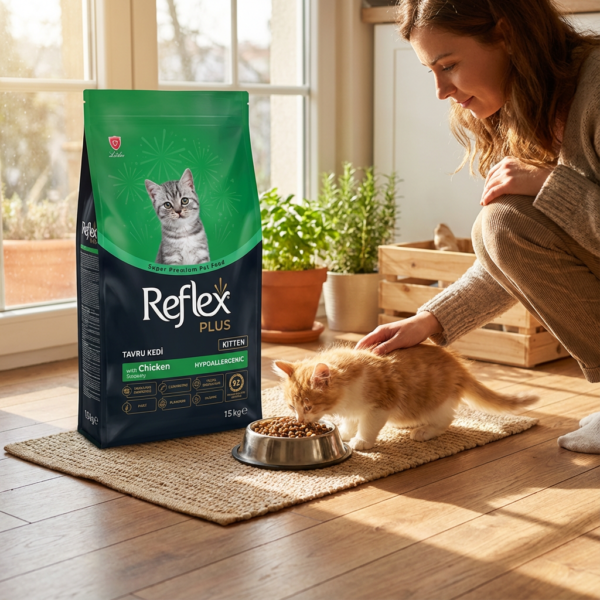 Reflex Plus Tavuklu Yavru Kedi Maması 15 Kg kullanım görseli