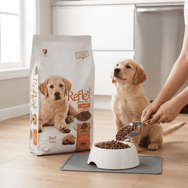 Reflex Puppy Biftekli Büyük Irk Yavru Köpek Maması 15 kg kullanım görseli