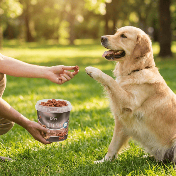 Reflex Semi - Moist Biftekli Küpler Ödül Maması kullanım görseli